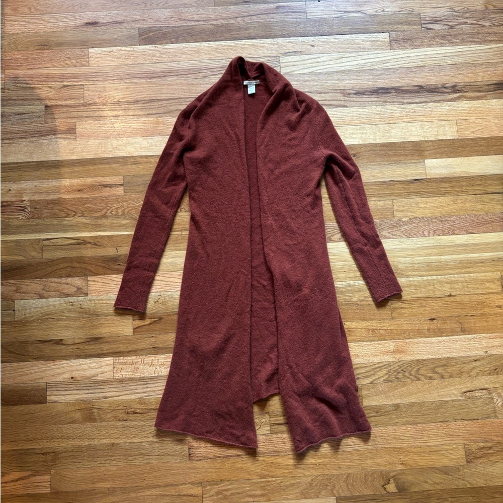 White + Warren duster Cashmere Cardigan - Rich Rust Size Small